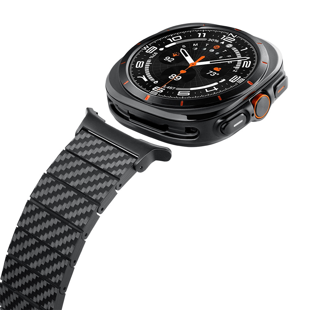 Pitaka Modern Serisi Samsung Galaxy Watch Ultra 47mm Karbon Fiber Black-Grey Twill Kordon Pitaka Modern Serisi Samsung Galaxy Watch Ultra 47mm Karbon Fiber Black-Grey Twill Kordon